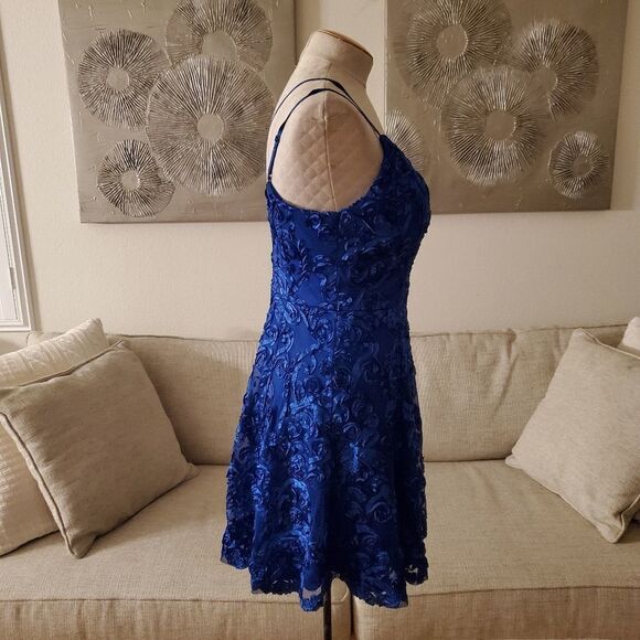 Love Nickie Lew Blue Soutache Lace Skater Mini Dress (size 6 women's/9 juniors) - Picture 8 of 16